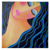 Glanzend zwart haar keramische Tegel Tegeltje (Voorkant)