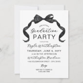 Glanzend zwart lint boog boog boog foto Afstuderen Kaart (Achterkant)