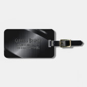 Glanzend Zwart Metallic Geborsteld Aluminium Uiter Bagagelabel (Voorkant horizontaal)
