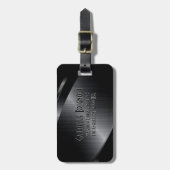Glanzend Zwart Metallic Geborsteld Aluminium Uiter Bagagelabel (Voorkant verticaal)