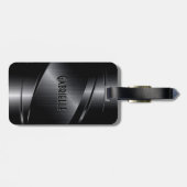 Glanzend Zwart Metallic Geborsteld Aluminium Uiter Bagagelabel (Achterkant horizontaal)