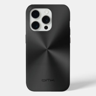 Glanzend Zwart Roestvrij staal Kijk Monogram iPhone 15 Pro Case