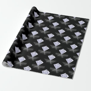 Glanzend zwart wit diamant patroon ontwerp cadeaupapier