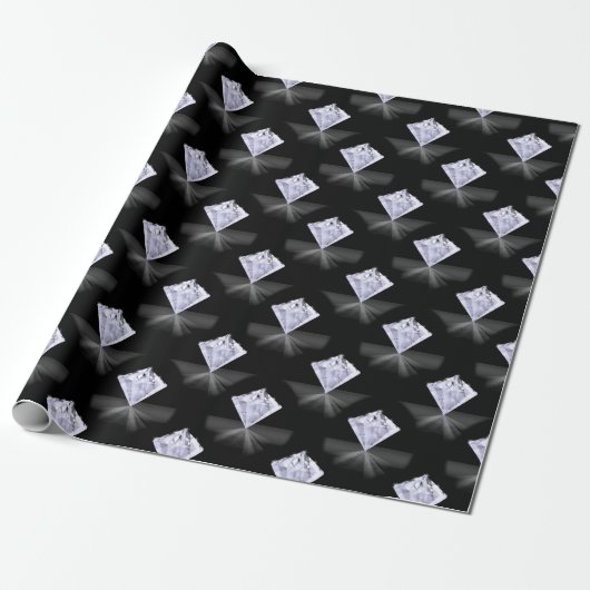 Glanzend zwart wit diamant patroon ontwerp cadeaupapier (Uitgerold)