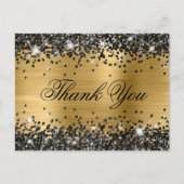 Glanzend Zwarte Glitter Gouden Folie Fancy Bedankt Briefkaart (Voorkant)
