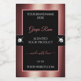 Glanzend Zwarte Wijn Rode Briljanten Productlabel Voedselcontainer Etiket