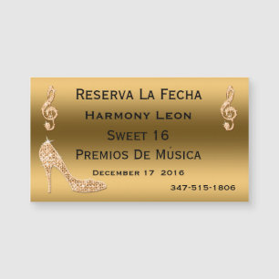 Glanzende 16e Save The Date Gouden Stiletto