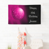 Glanzende 20e verjaardag Roze feest Disco bal Spandoek (Insitu)