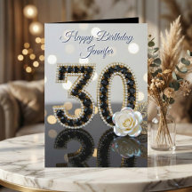 Glanzende 30e verjaardag Zwarte Diamanten Witte Ro