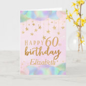 Glanzende 60e verjaardag Gouden Glitters Kaart (Gele Bloem)