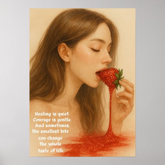 Glanzende Aardbei Kunst Poster (Voorkant)