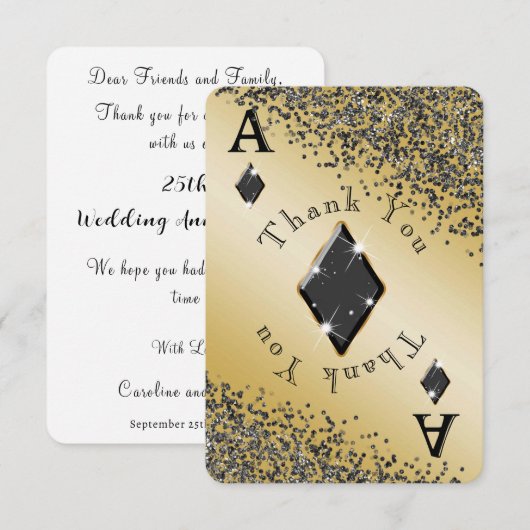 Glanzende Aas van Ruiten & Zwarte Glitters Bedankt (Voorkant / Achterkant)