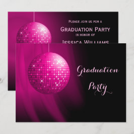 Glanzende Afstudeer Roze Feest Disco Bal Kaart