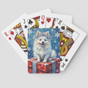 Glanzende Amerikaanse Eskimo-hond Festive Kussen Pokerkaarten