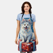Glanzende Amerikaanse Eskimo-hond Festive Kussen Schort (Gedragen)
