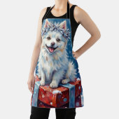 Glanzende Amerikaanse Eskimo-hond Festive Kussen Schort (Insitu)