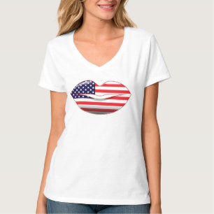 Glanzende Amerikaanse Lippen T-shirt