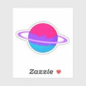 Glanzende androgyne planeet met ringen sticker (Vel)