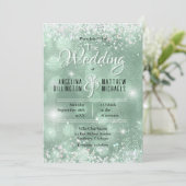 Glanzende Aqua Glitter Luxe Trouwdag Kaart (Staand voorkant)