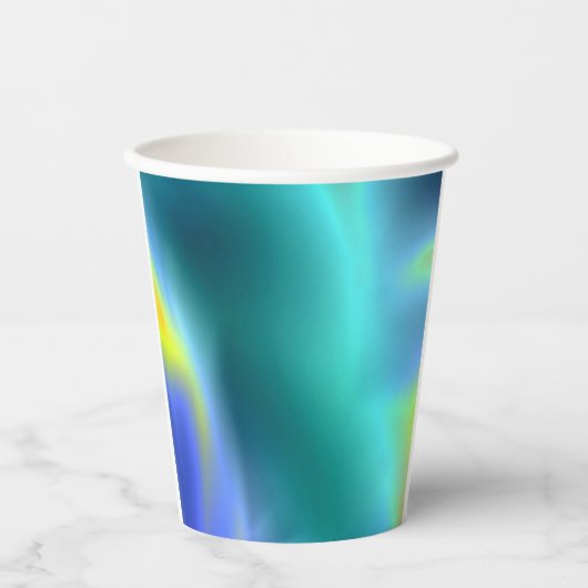 Glanzende Aqua Papieren Beker (Voorkant)