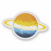 Glanzende Aromantische Aseksuele Planeet Met Ringe Sticker (Voorkant)
