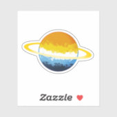 Glanzende Aromantische Aseksuele Planeet Met Ringe Sticker (Vel)