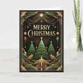Glanzende Art Deco Kerstbomen Feestdagen Kaart (Voorkant)