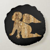 Glanzende Baby Engelenvleugels Zwart Gouden Engela Rond Kussen (Achterkant)