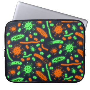 Glanzende bacteriën Micro-organisme giftig oranje  Laptop Sleeve