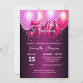 Glanzende ballonnen Fabulous 50th Birthday Party Kaart (Voorkant)