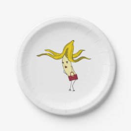 Glanzende banaan, banaanthema papieren bordje