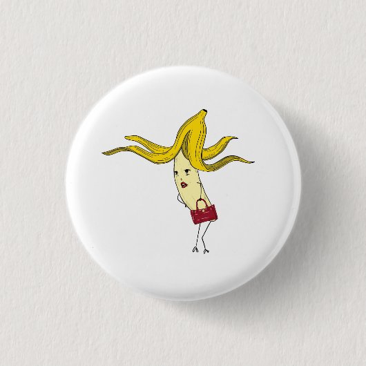 Glanzende banaan, banaanthema ronde button 3,2 cm (Voorkant)