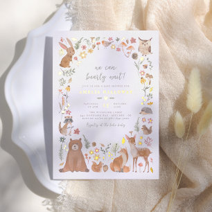 Glanzende Beer Wacht Bosdieren Baby Shower Folie Uitnodiging