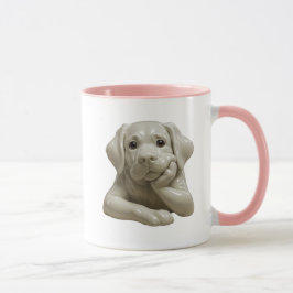 Glanzende beige hond die zich verveelt. mok