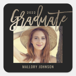 Glanzende bewerkbare kleur afstudeerstickers vierkante sticker