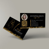 Glanzende Black & Gold Wimperverlengings QR-code Visitekaartje