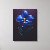 Glänzende Blaue Orchidee – Botanische Kunst Canvas Afdruk (Voorkant)