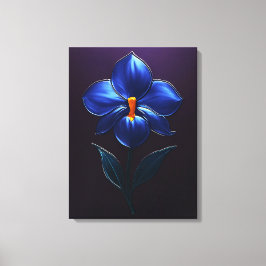 Glänzende Blaue Orchidee – Botanische Kunst Canvas Afdruk
