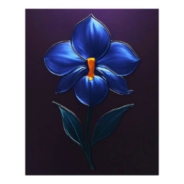 Glänzende Blaue Orchidee – Botanische Kunst Foto Afdruk