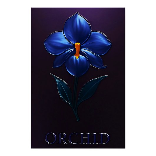 Glänzende Blaue Orchidee – Botanische Kunst Perfect Poster (Voorkant)