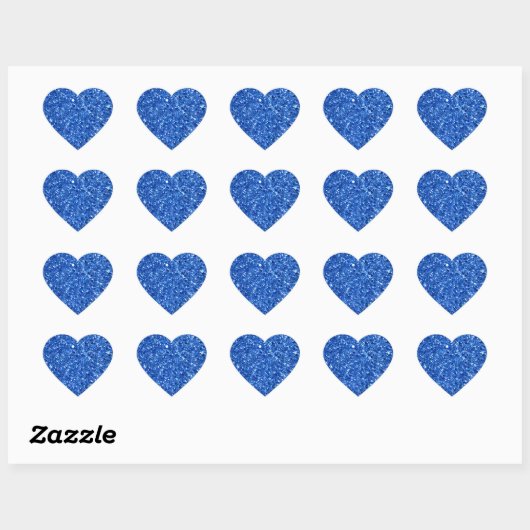 Glanzende blauwe achtergrondpatroon hart sticker (Vel)