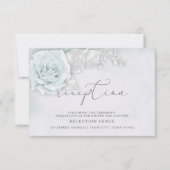 Glanzende Blauwe en Witte Rozen Receptie Kaart (Voorkant)