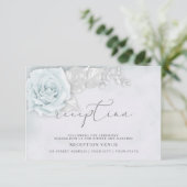 Glanzende Blauwe en Witte Rozen Receptie Kaart (Staand voorkant)