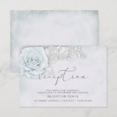 Glanzende Blauwe en Witte Rozen Receptie Kaart (Voorkant / Achterkant)