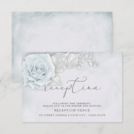 Glanzende Blauwe en Witte Rozen Receptie Kaart