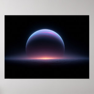 Glanzende Blauwe Gasreusplaneet Rijzend Boven Wolk Poster