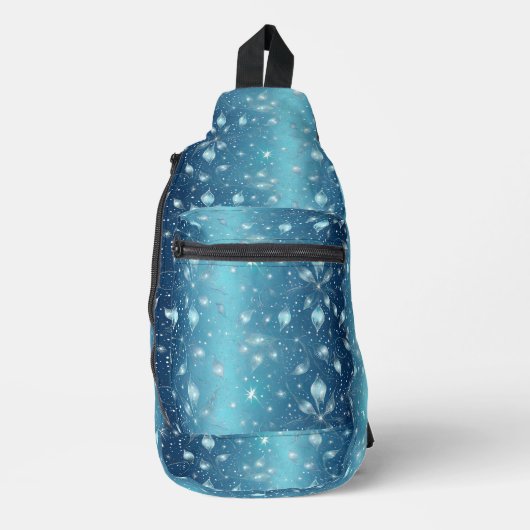 Glanzende Blauwe Glam Schoudertas Sling Bag (Voorkant)