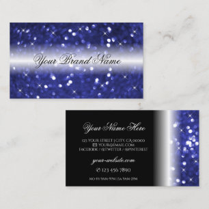 Glanzende Blauwe Glitter en Sterren Stijlvol Visitekaartje
