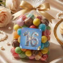 Glanzende Blauwe Gouden Glitter Ballonnen Sweet 16