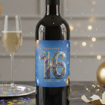 Glanzende Blauwe Gouden Glitter Sweet 16 Verjaarda